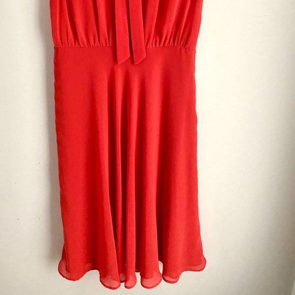 Ann Taylor Chiffon Georgette Orange Midi Dress Size 4 - Picture 12 of 16